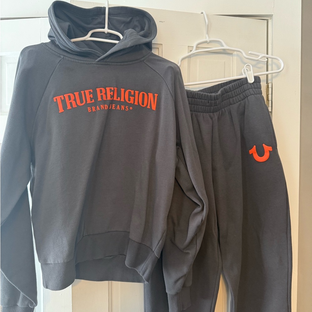True Religion Grey and Orange Sweatsuit